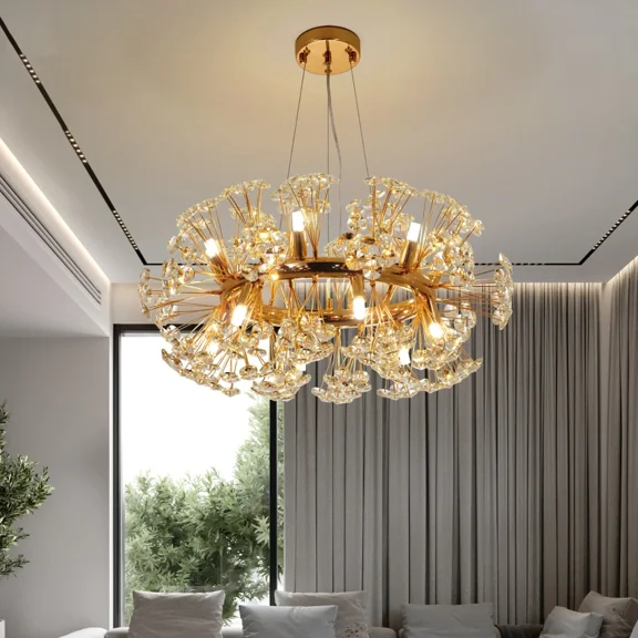 More Change 12-Lights Sputnik Crystal Chandeliers Dandelion Pendant Light Ceiling Fixtures