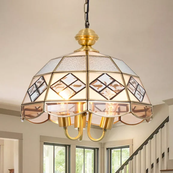 More Change 15" European Palace Chandelier 3-Light Antique Gold Ceiling Lamp Light Fixtures