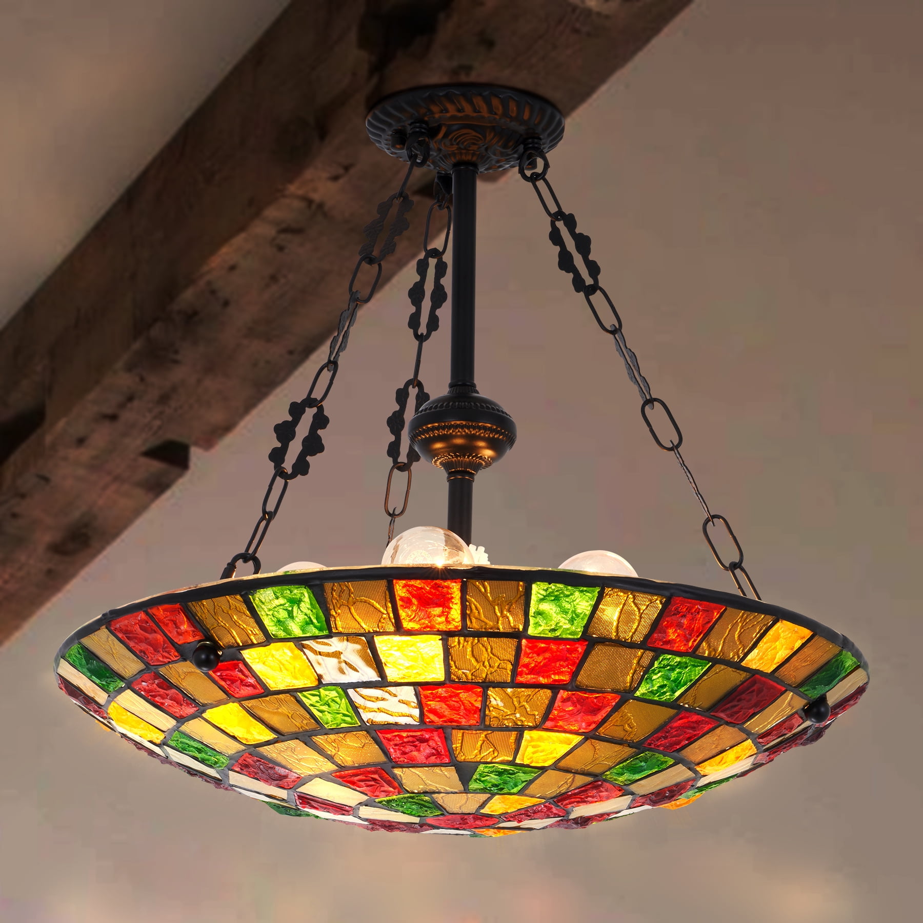 More Change 20" Tiffany Vintage Chandeliers Ceiling Lights 5-Light Hanging Pendant Fixtures