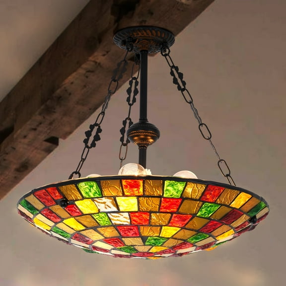 More Change 20" Tiffany Vintage Chandeliers Ceiling Lights 5-Light Hanging Pendant Fixtures