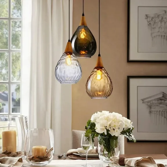 More Change 3-Light Modern Retro Vintage Pendant Lighting Bar Dining Room Glass Ceiling Lamp