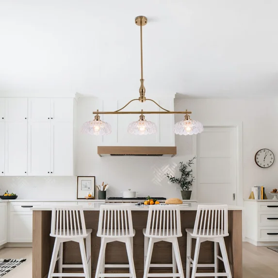 More Change 3 Lights Glass Chandeliers Lamp Mid-Century Gold Pendant Light Ceiling Fixtures