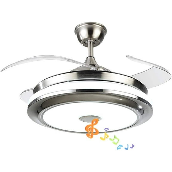 More Change 36'' Modern Ceiling Fans with Light Smart Bluetooth Music Player Chandelier 3 Colors 3 Speeds Invisible Blades with Remote Control