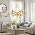 thumbnail image 1 of More Change European Crystal Chandelier Vintage 6-Light Candles Ceiling Fixture Pendant Lamp Dining Room Lighting Chandelier Farmhouse Chandelier, 1 of 12