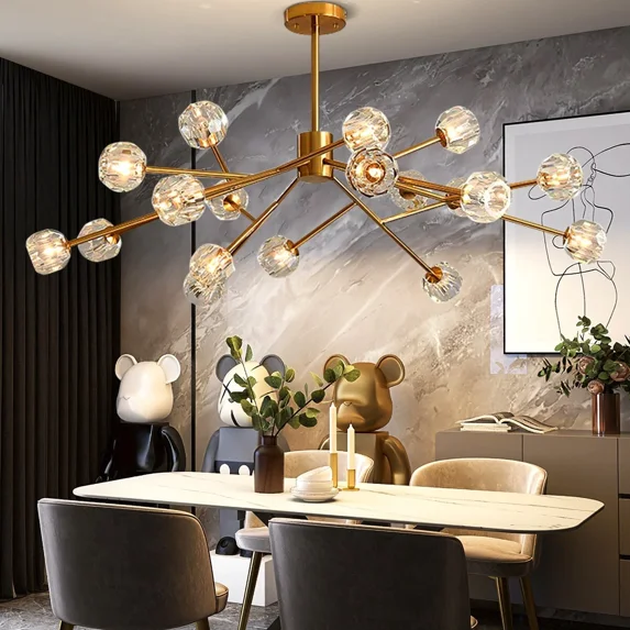 More Change Luxury 18-Light Chandelier Sputnik Crystal Pendant Lamp Ceiling Fixture Lighting