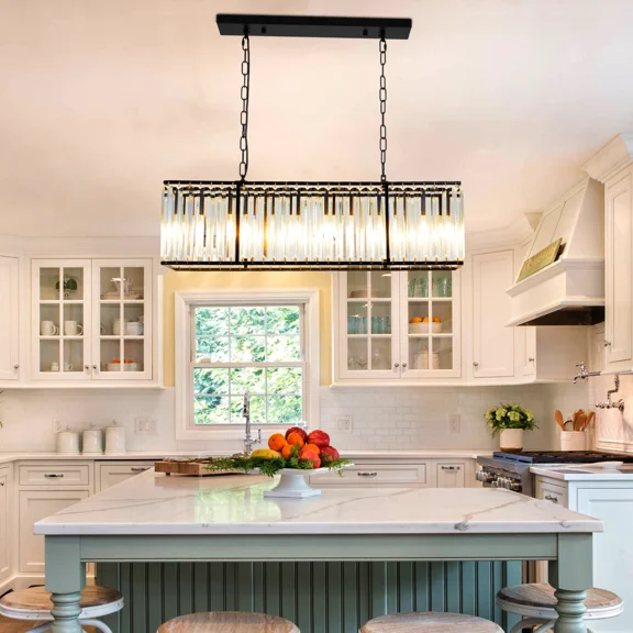 More Change Modern Dining Room Chandelier K9 Crystal Rectangular Pendant Lamp Home Lighting
