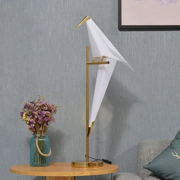 More Change Modern Iron Swing Origami Bird Table Lamp Bedroom Bedside Reading Desk LED Light