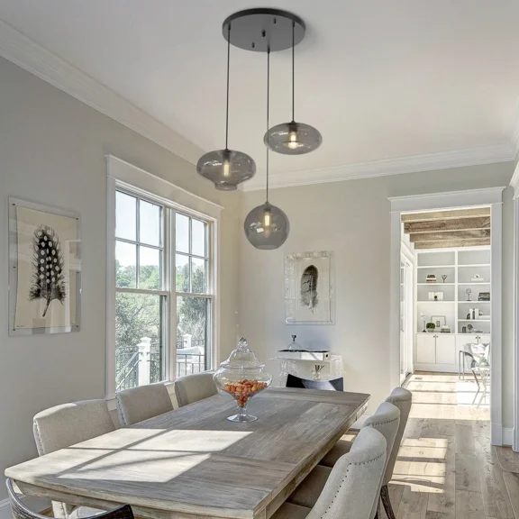More Change Smoky Glass 3-Lights Pendant Lighting Chandeliers Modern Ceiling Lamp Fixtures