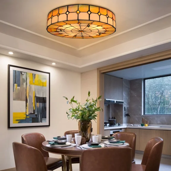 More Change Vintage Tiffany Stained Glass Chandelier Flush Mount Ceiling Light Lamp Fixtures