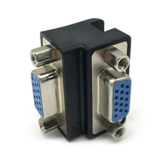 More Convenient Right Angle VGA 15 Female to 15 Female 90° Adapter Fit for LCD Display Testing PVC+Metal Black