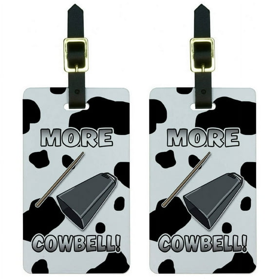 More Cowbell Musical Instrument Music Marching Band Cow Print Luggage Tags Set
