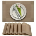 thumbnail image 1 of More Décor Dining Table Placemats, Washable Heat-Resistant PVC Vinyl Table Mats for Dining Room and Kitchen, Anti-Slip - Set of 6 - Brown, 1 of 6
