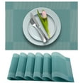 thumbnail image 1 of More Décor Dining Table Placemats, Washable Heat-Resistant PVC Vinyl Table Mats for Dining Room and Kitchen, Anti-Slip - Set of 6 - Sky Blue, 1 of 6