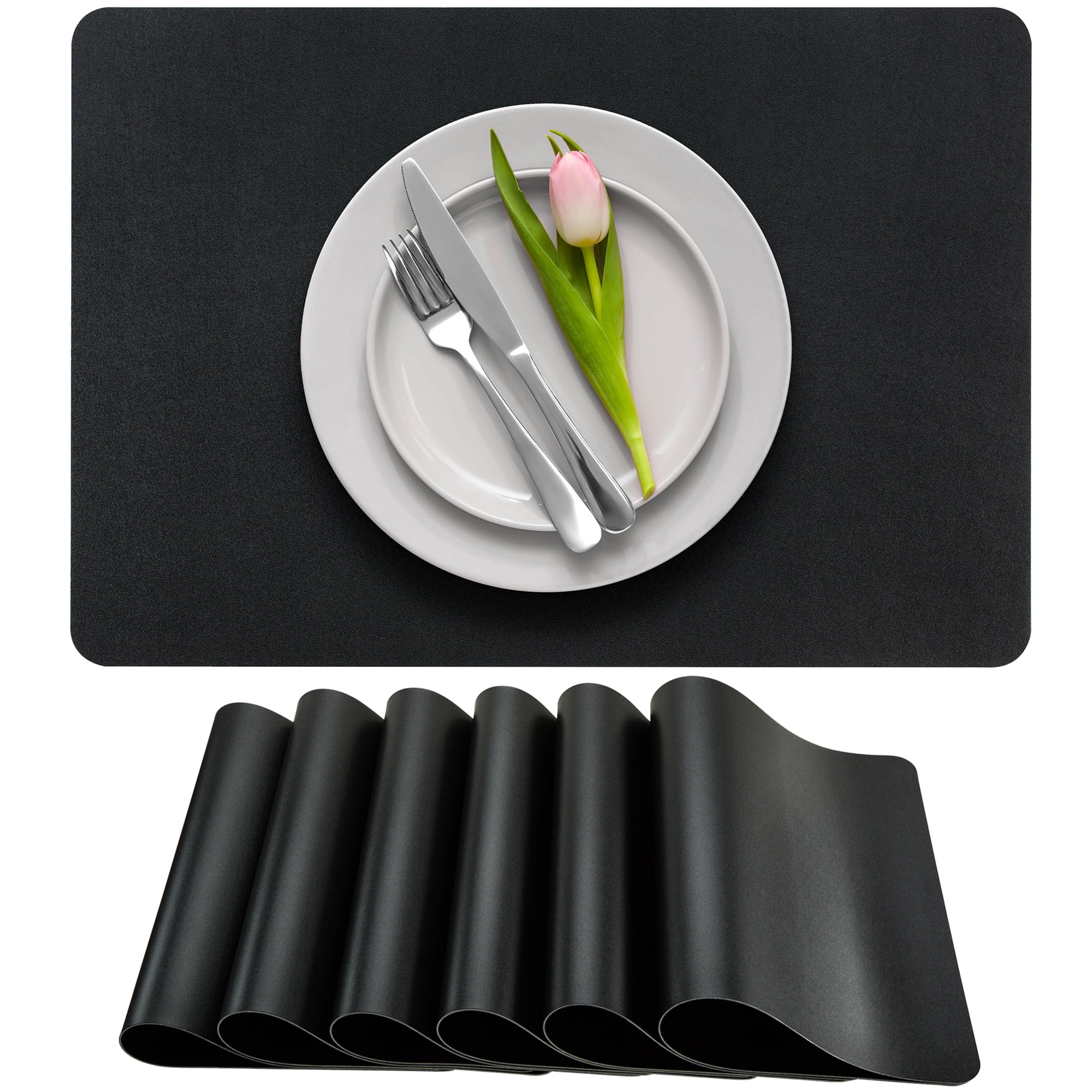 Faux Leather Solid Rectangle Placemat (Set of 6)