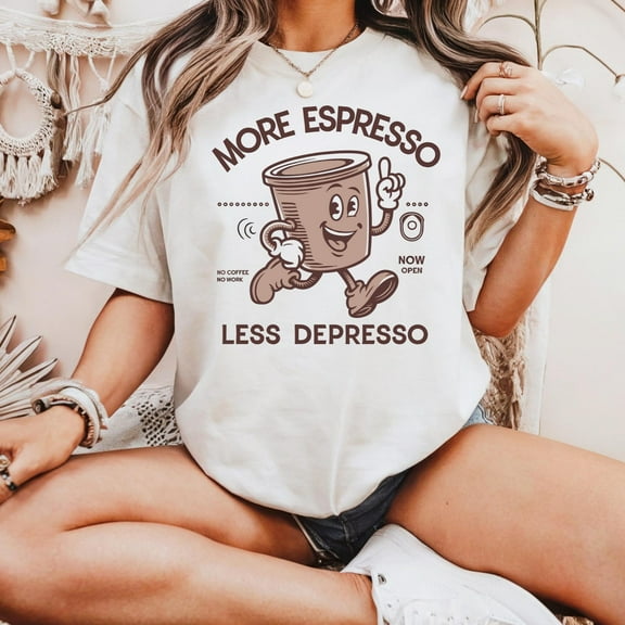 More Espresso Less Depresso Shirt, Coffee Lover Shirt, Vintage Espresso Shirt, Gift for Coffee Lover