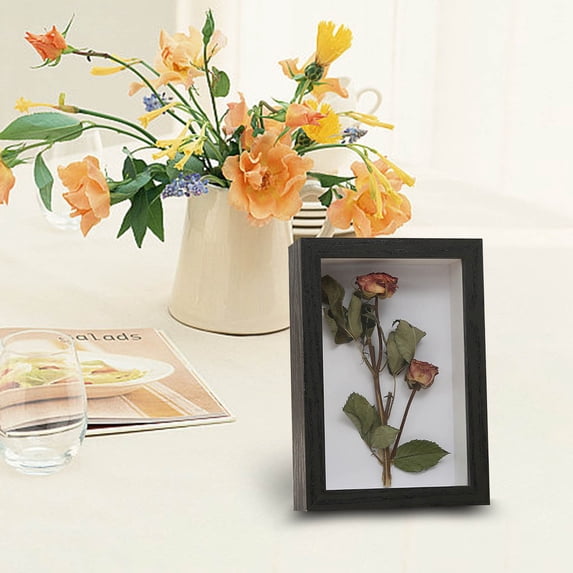 More Frames Box Frame 6X4In Box Picture Frame Display Case for Bouquet Photos Keepsakes Medals Framed But Without Flowers