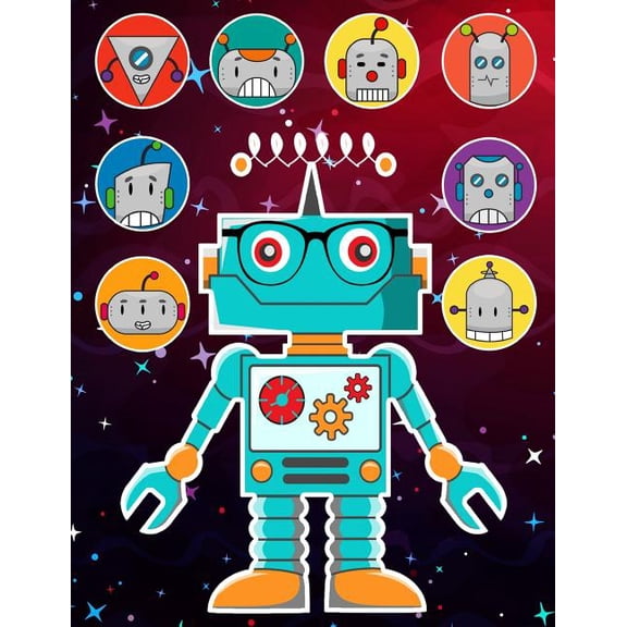 More Kool Kidz Robots Sticker Album 2 For Boys: 100 Plus Pages For PERMANENT Sticker Collection, Activity Book For Boys - 8.5 by 11, Book 31, (Paperback)