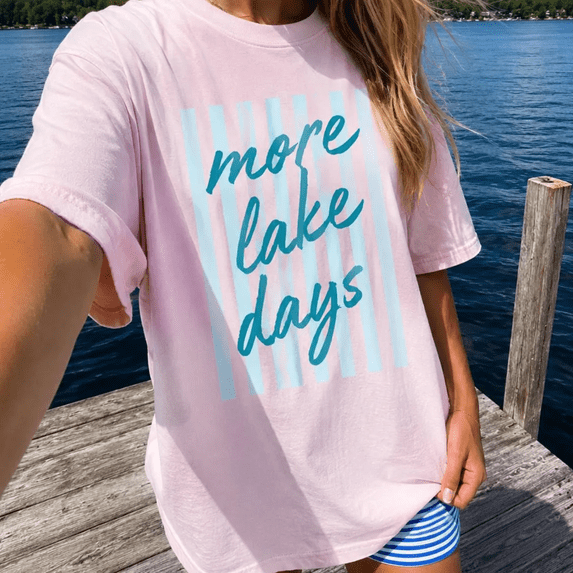 More Lake Days T-Shirt, Retro Summer Vacation Graphic Tee, Lakeside Outdoor Shirt for Women