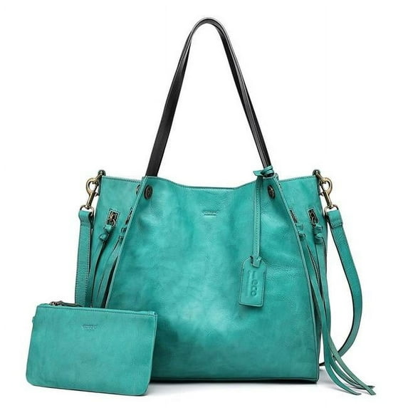 More Lane OT15207-Aqua Old Trend Genuine Leather Daisy Tote Bag, Aqua