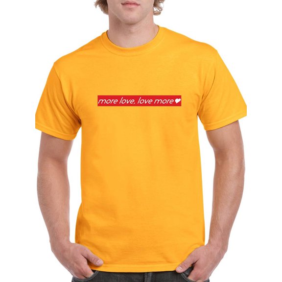 More Love Love More Red Logo Men Gold T-Shirt, Male Medium