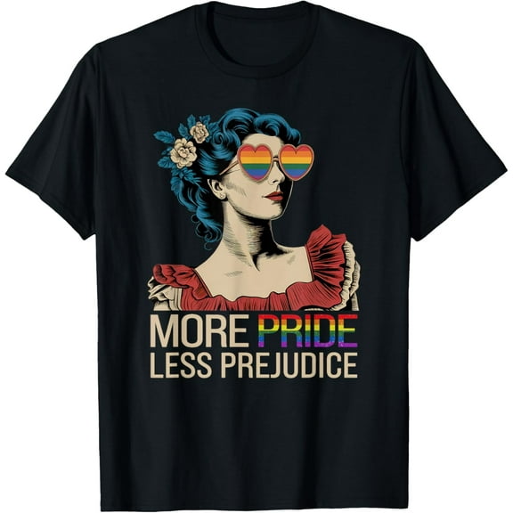 More Pride Less Prejudice Pride Month LGBTQ T-Shirt Tops Tee