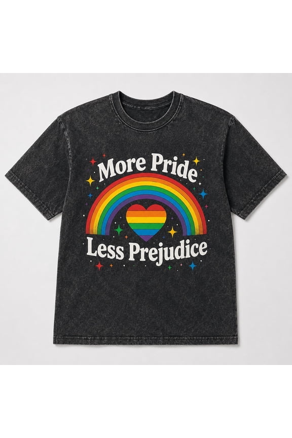 More Pride Less Prejudice T-Shirt, Rainbow LGBTQ+ Graphic Tee, Human Rights Apparel, Pride Month Shirt