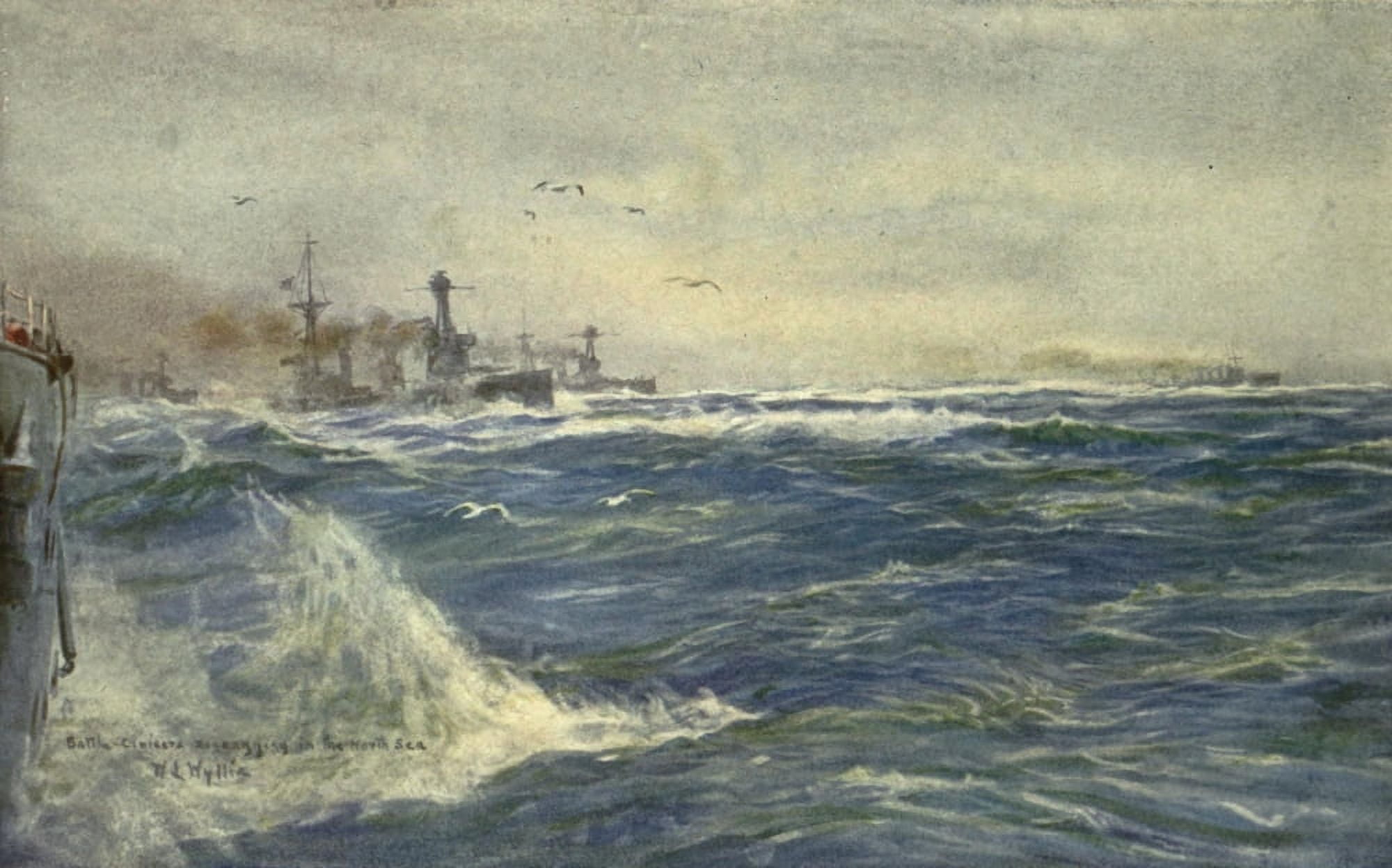 More Sea-fights of the Great War 1919 Battle cruisers Canvas Art - William Wyllie (24 x 36)