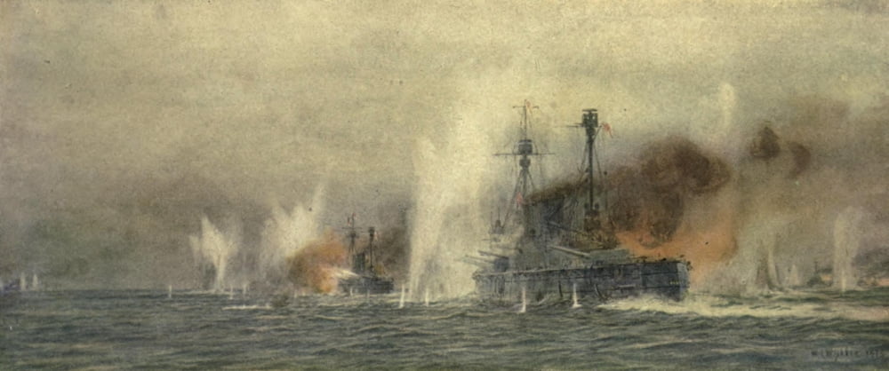 More Sea-fights of the Great War 1919 Defence & Warrior in action Canvas Art - William Wyllie (18 x 24)