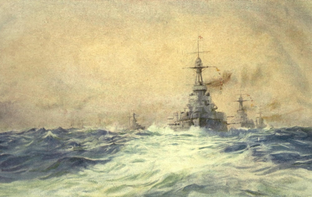 More Sea-fights of the Great War 1919 Iron Duke in Pentland Firth Canvas Art - William Wyllie (18 x 24)