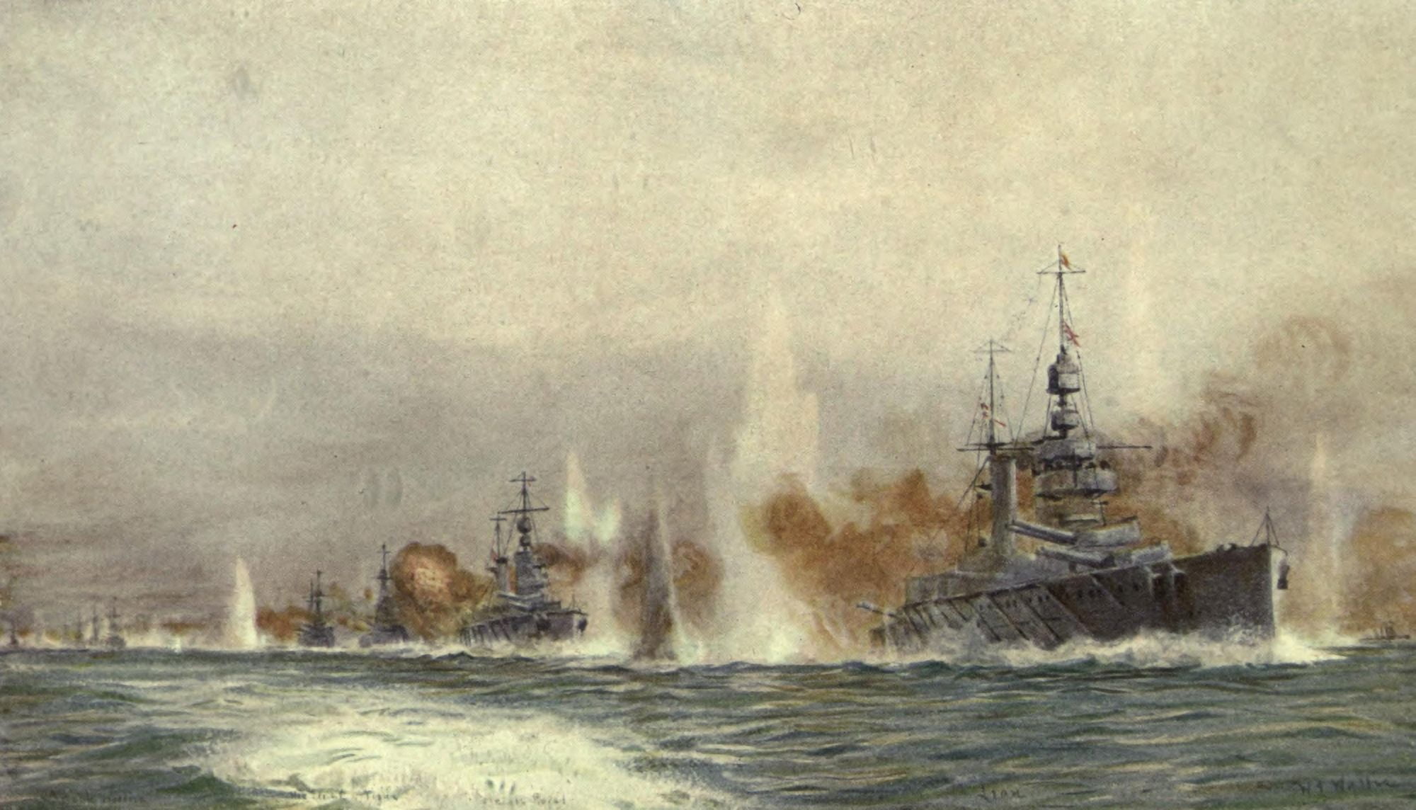 More Sea-fights of the Great War 1919 Lion leading the battle cruisers Canvas Art - William Wyllie (24 x 36)