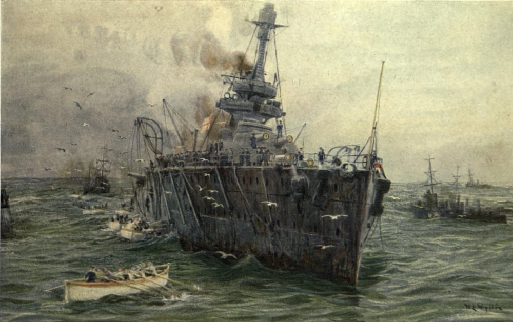 More Sea-fights of the Great War 1919 Saving the crew of Audacious Canvas Art - William Wyllie (24 x 36)