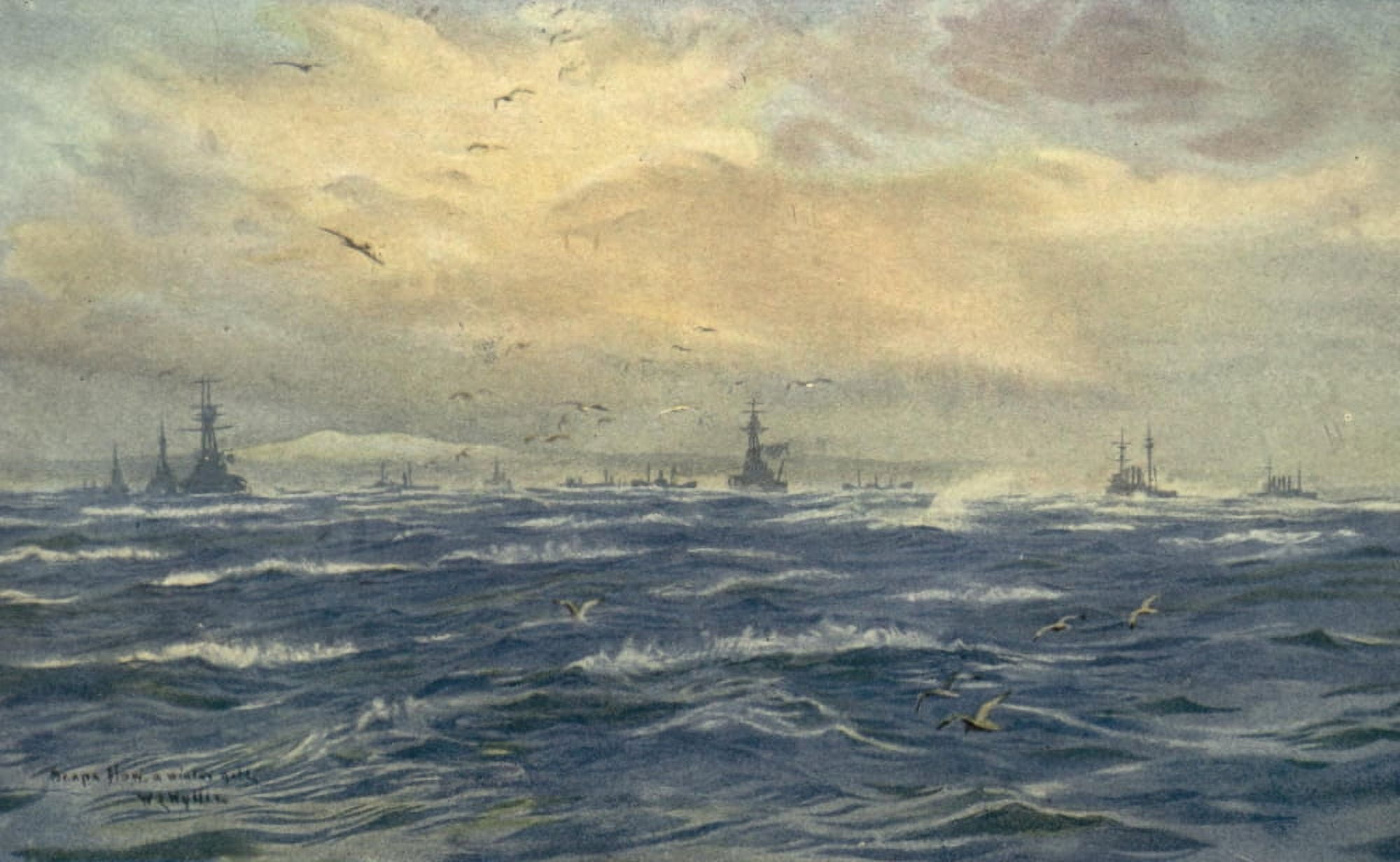 More Sea-fights of the Great War 1919 Scapa Flow Canvas Art - William Wyllie (18 x 24)