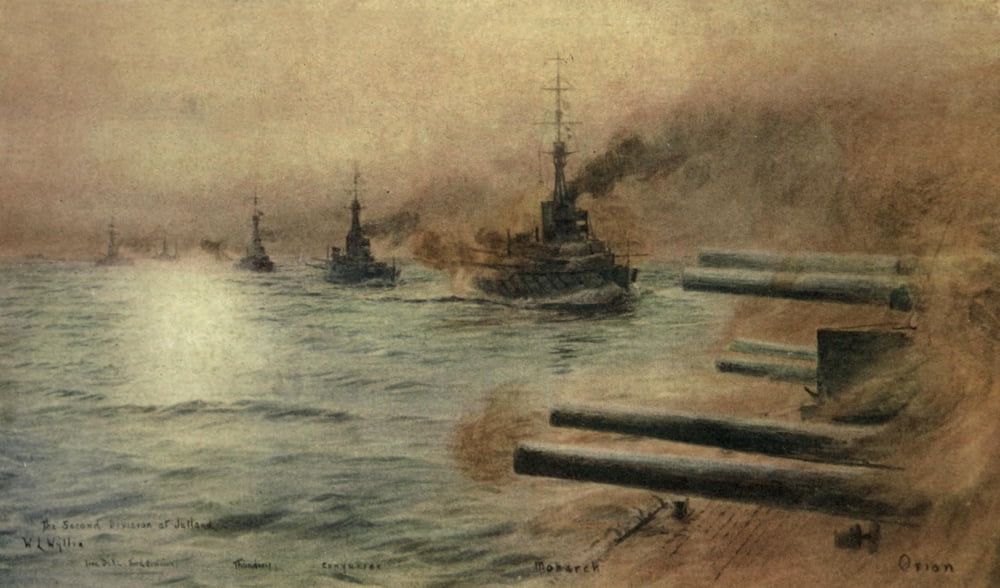 More Sea-fights of the Great War 1919 Second division at Jutland Canvas Art - William Wyllie (18 x 24)