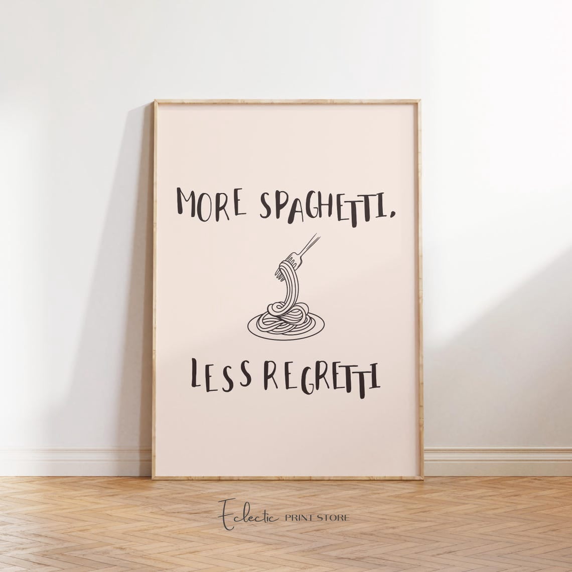 More Spaghetti Less Regretti Wall Art Print, Italian Pasta Kitchen ...