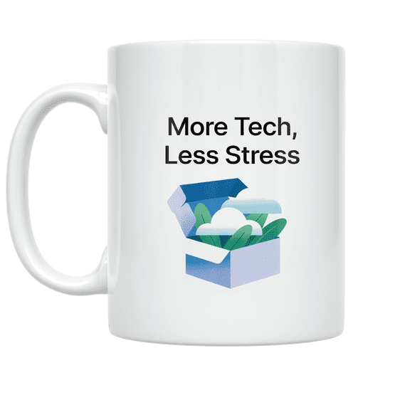 More Tech Less Stress Design - Tech Subscription Box Enthusiast - 11 oz Ceramic Coffee Mug