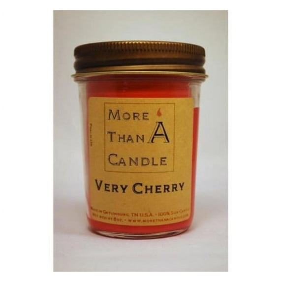 More Than A Candle VCY8J 8 oz Jelly Jar Soy Candle, Very Cherry