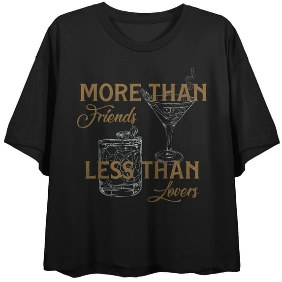 More Than Friends, Less Than Lovers Women's Black Cropped Tee-Large