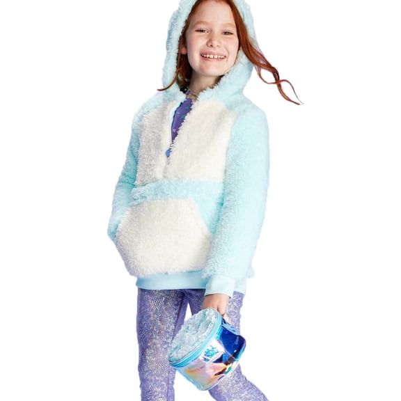 More Than Magic Girls Half-zip Fleece Hoodie Sweatshirt, Turquoise, XS (4/5)