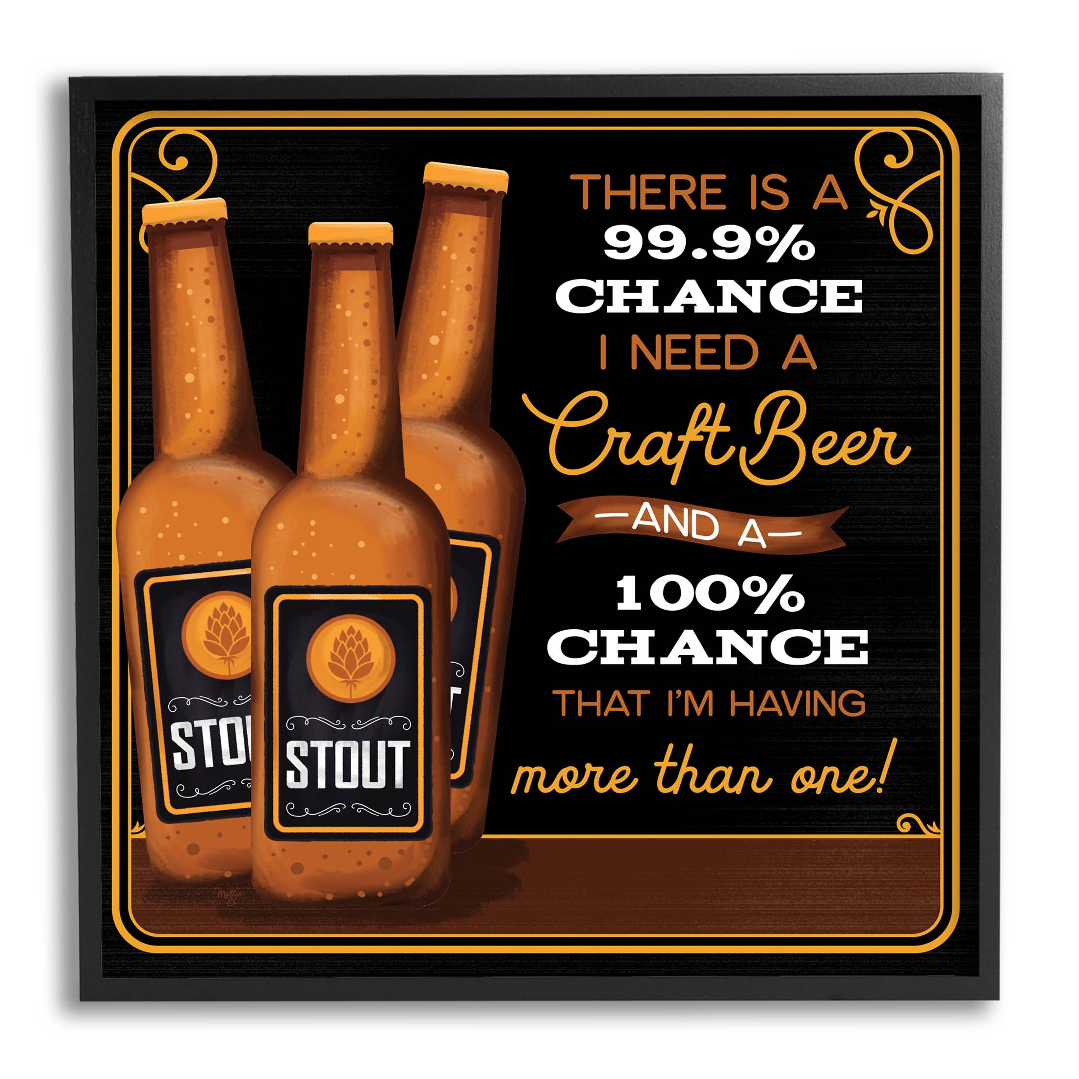 More Than One Craft Beer Phrase Food & Beverage Graphic Art Black Framed Art Print Wall Art