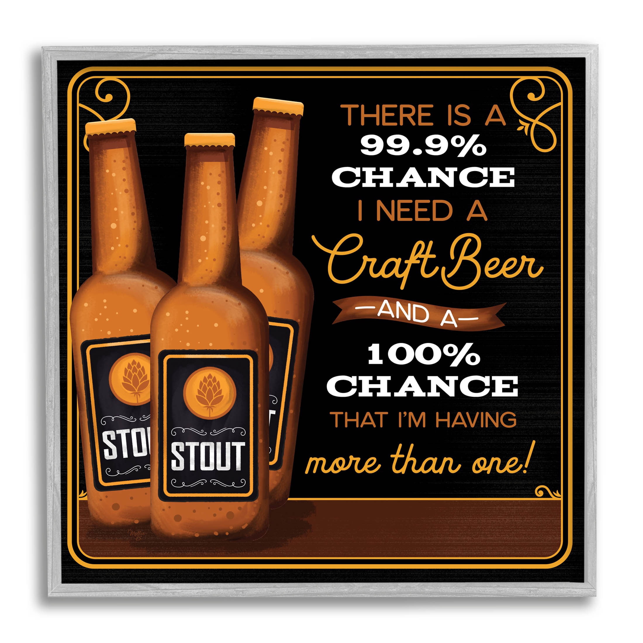 More Than One Craft Beer Phrase Food & Beverage Graphic Art Gray Framed Art Print Wall Art