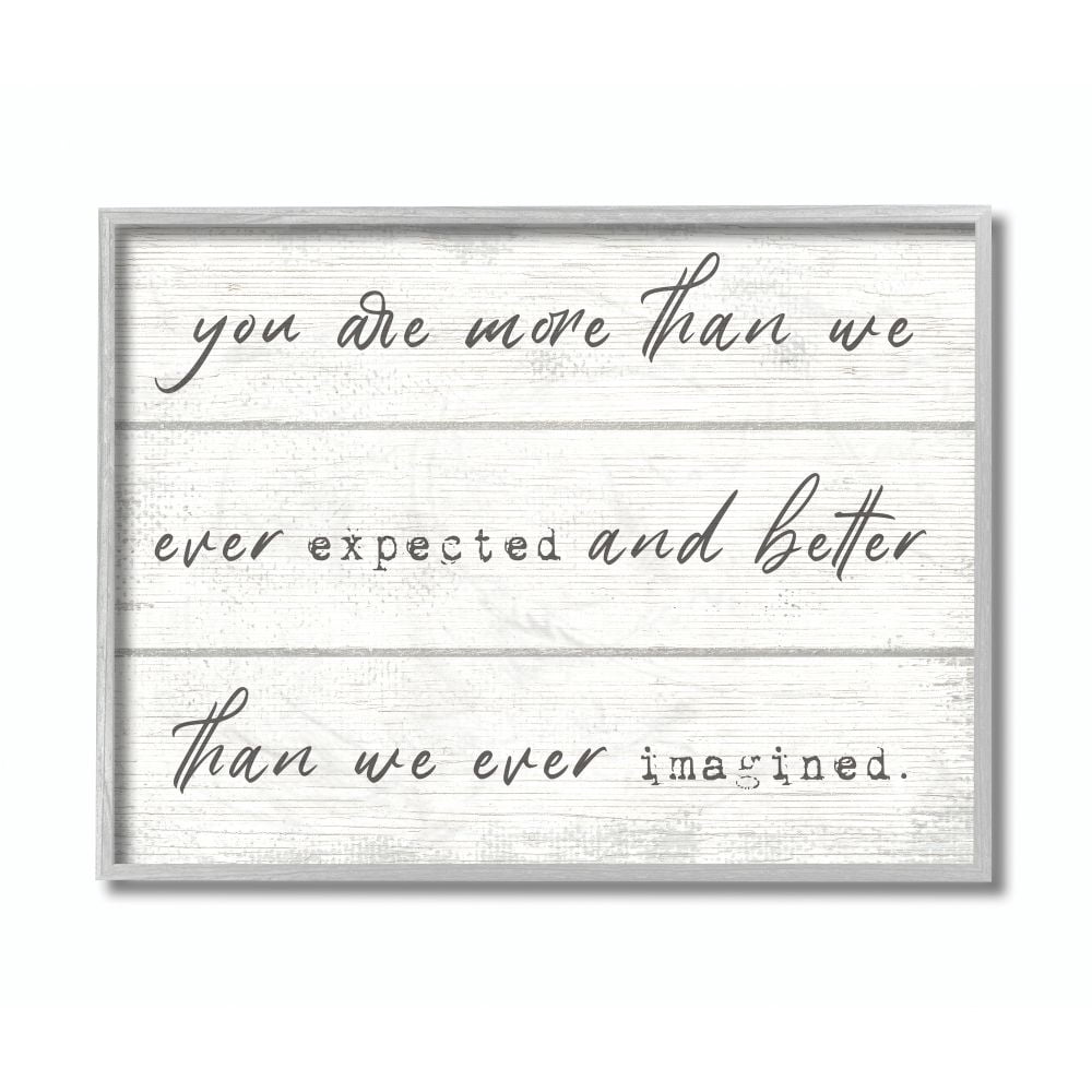 More Than We Imagined Inspirational Family Word Design Gray Farmhouse Rustic Framed Giclee Texturized Art by Daphne Polselli