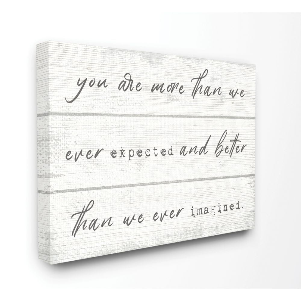 More Than We Imagined Inspirational Family Word Design XXL Stretched Canvas Wall Art by Daphne Polselli