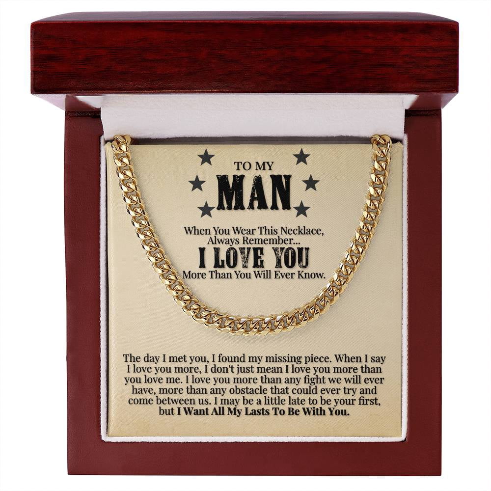 Chain Message Card More Than You Will Ever Know, Cuban Link Chain, Stainless Steel or ...