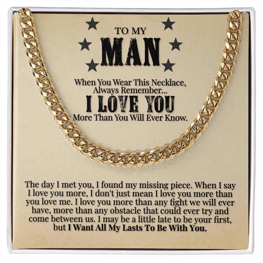 Chain Message Card More Than You Will Ever Know, Cuban Link Chain, Stainless Steel or ...