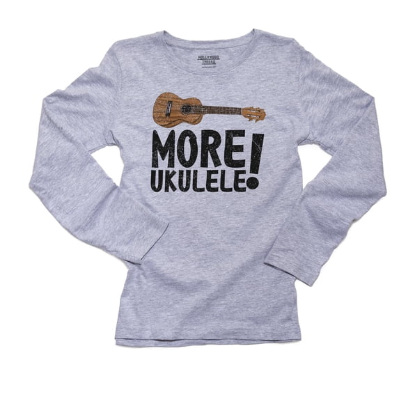 More Ukulele! - Hawaiian Beach Silhouette Women's Long Sleeve Grey T-Shirt