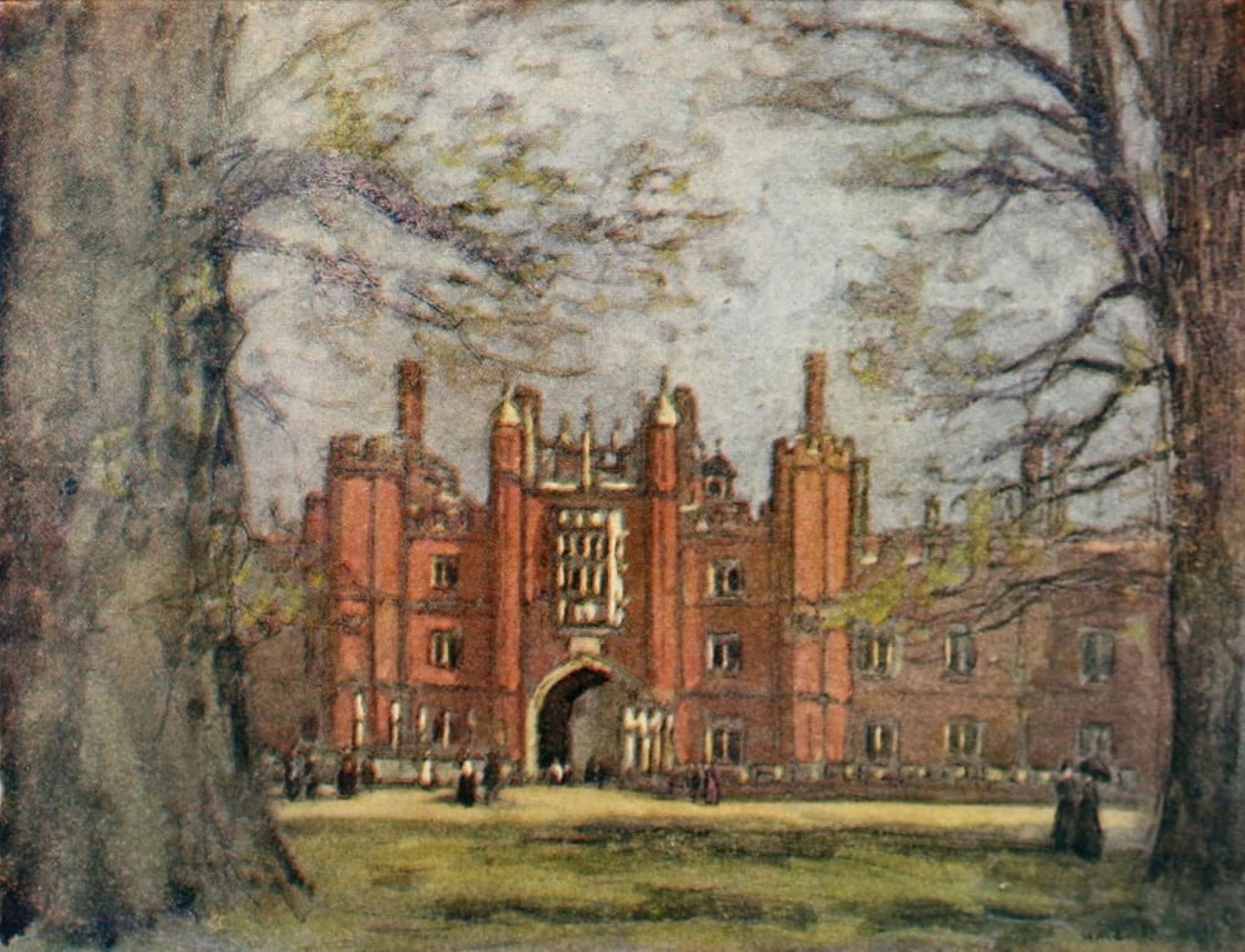 More Wanderings in London 1916 Hampton Court Canvas Art - Horace Livens (18 x 24)