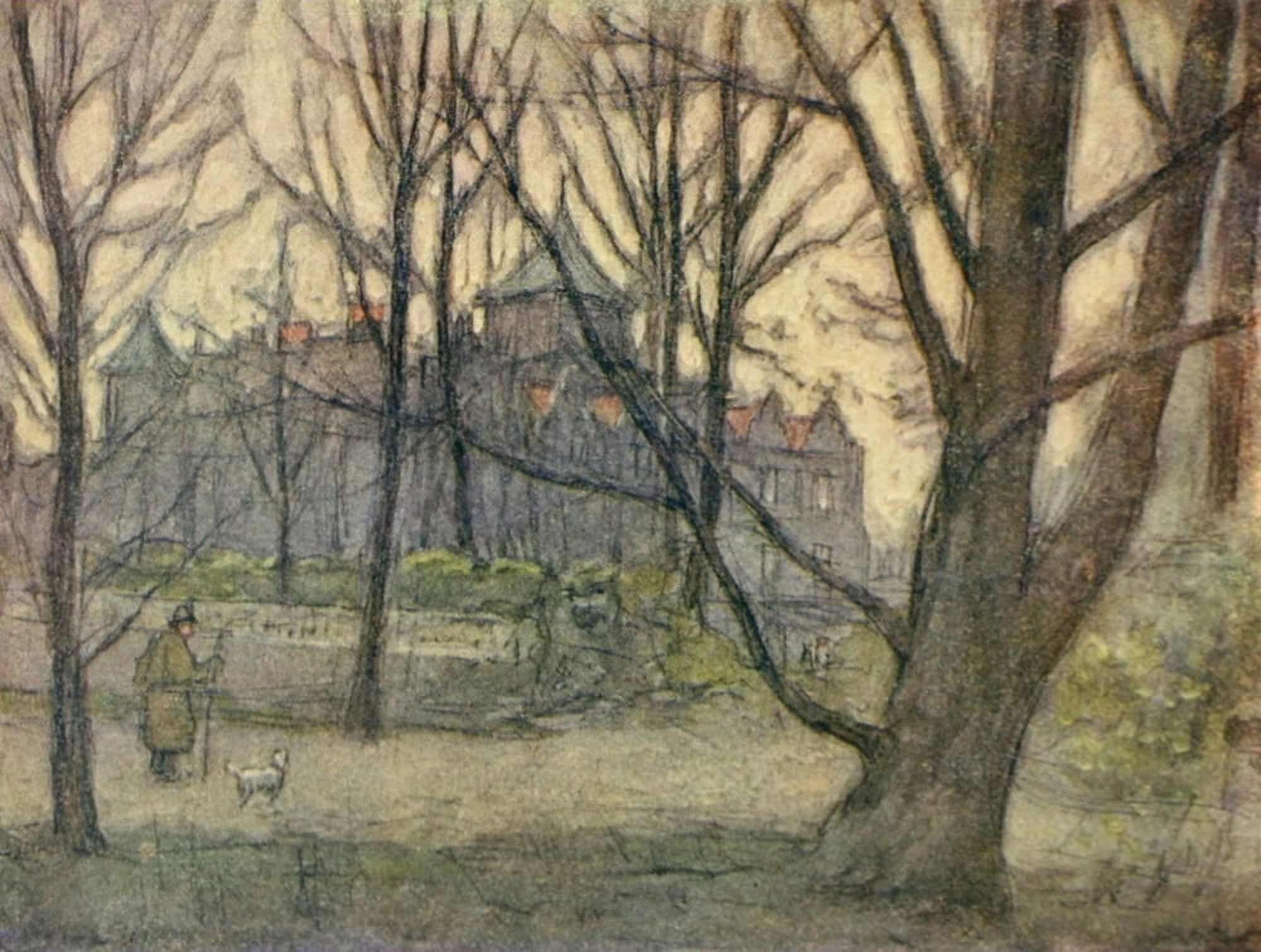 More Wanderings in London 1916 Holland House Canvas Art - Horace Livens (24 x 36)