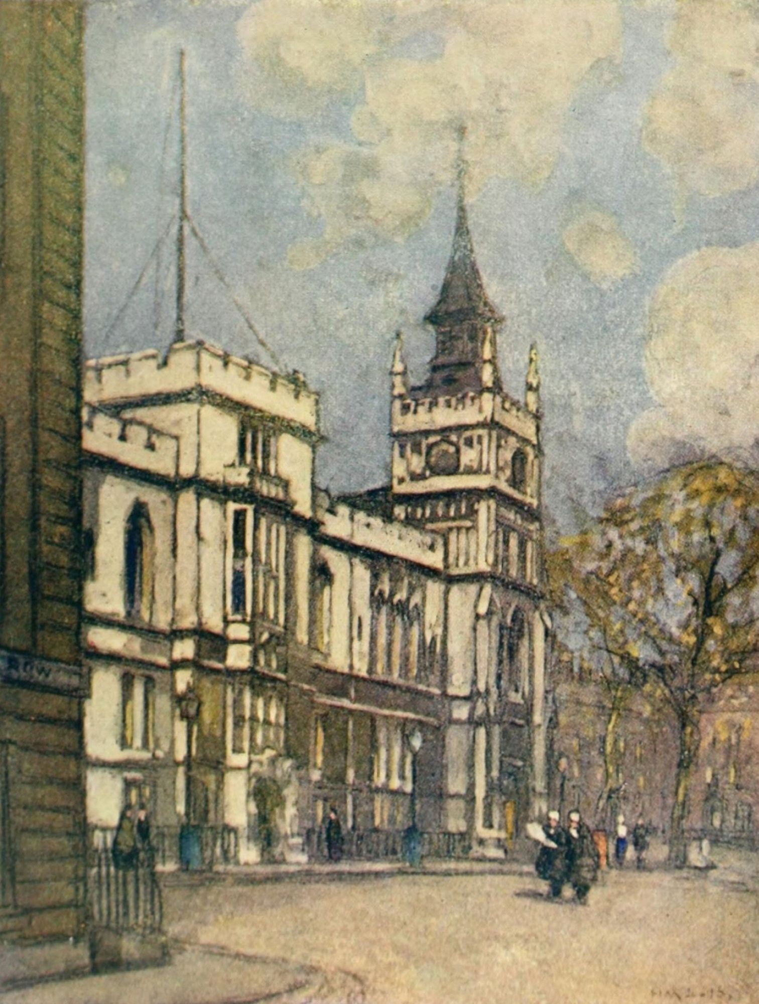 More Wanderings in London 1916 Inner Temple Hall Canvas Art - Horace Livens (18 x 24)