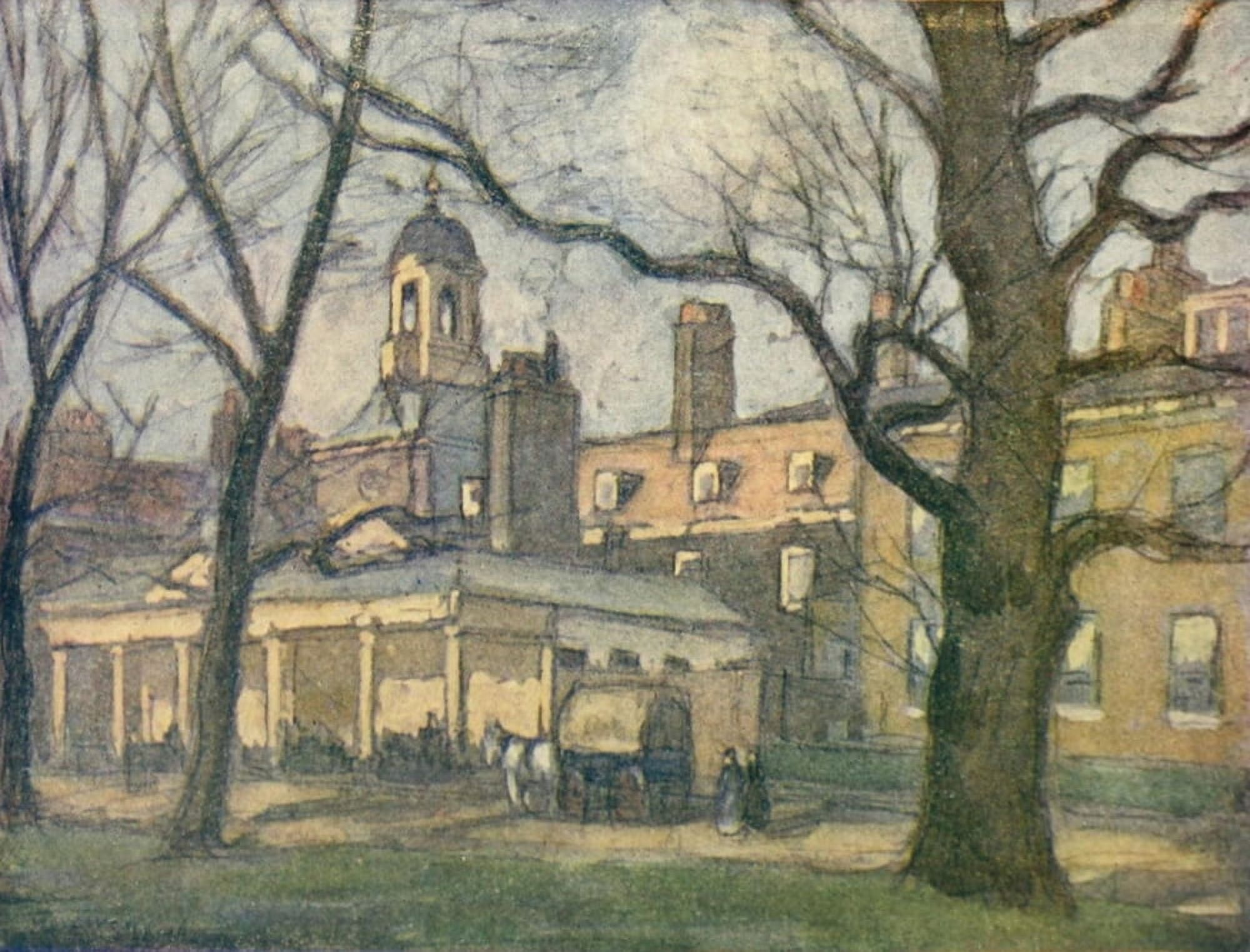 More Wanderings in London 1916 Kensington Palace Canvas Art - Horace Livens (24 x 36)