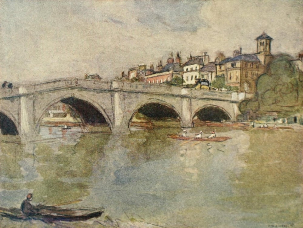 More Wanderings in London 1916 Richmond Bridge Canvas Art - Horace Livens (18 x 24)